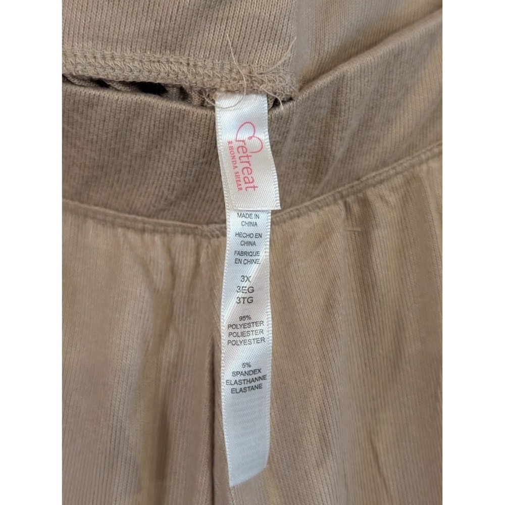 Retreat by Rhonda Shear Lounge Pants 3X Tan Leopard Stripe Stretch Soft - Picture 3 of 3